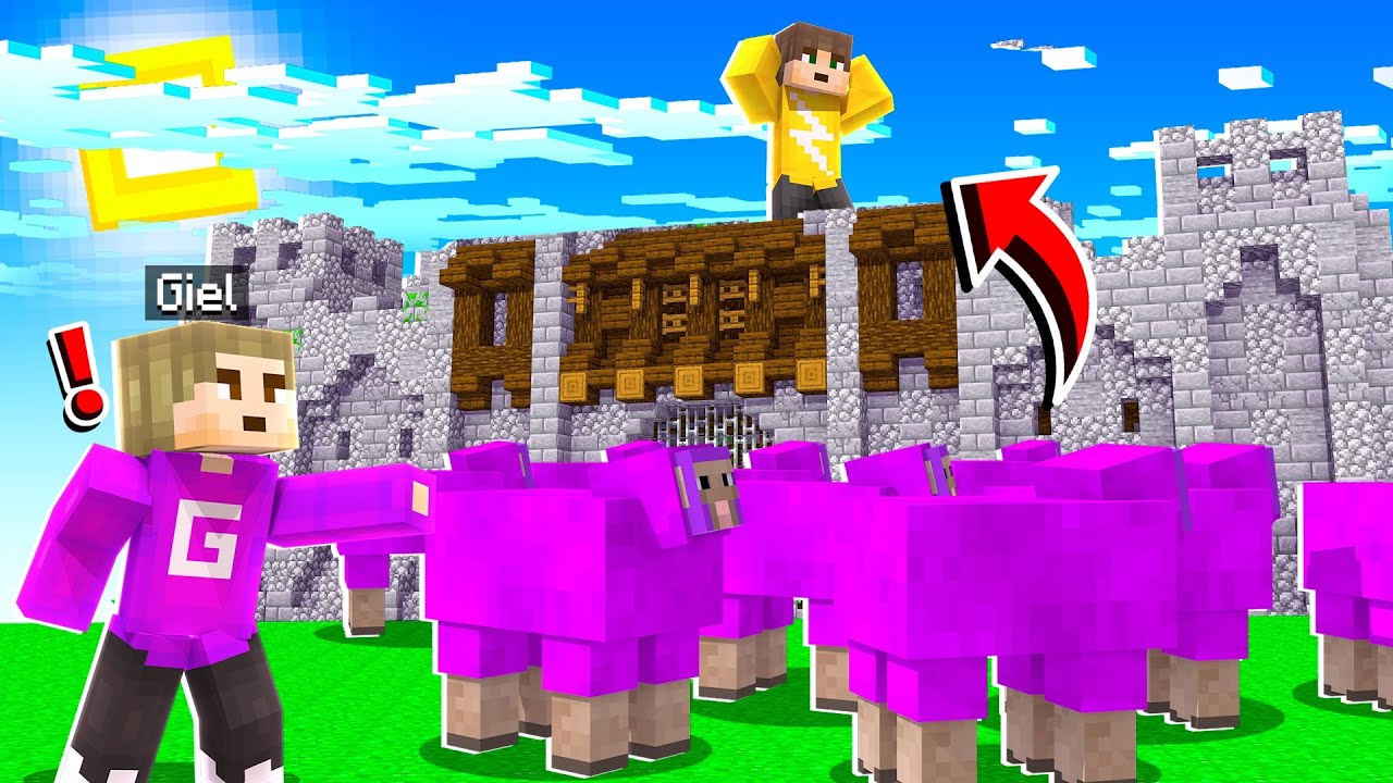 MICK TROLLEN Met 100 PAARSE SCHAPEN In Minecraft! (Survival)