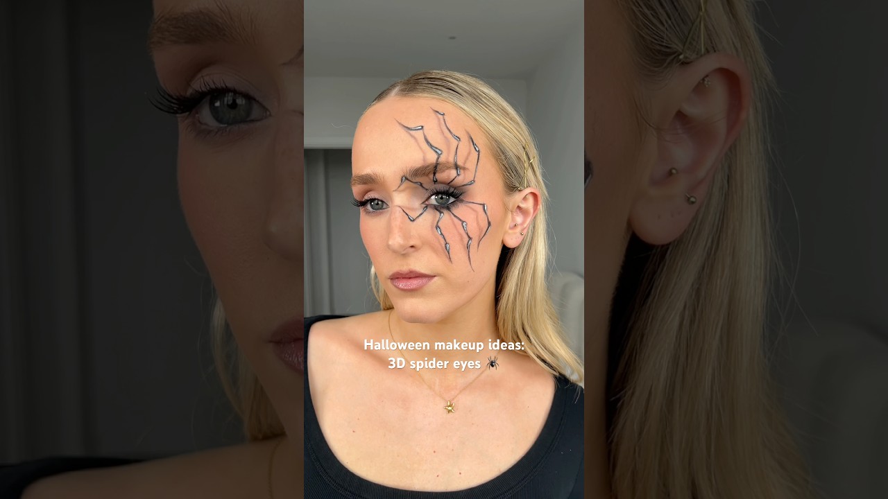 3D spider eye makeup 🕷️ #halloween #spidermakeup #halloweenmakeup #halloweenideas