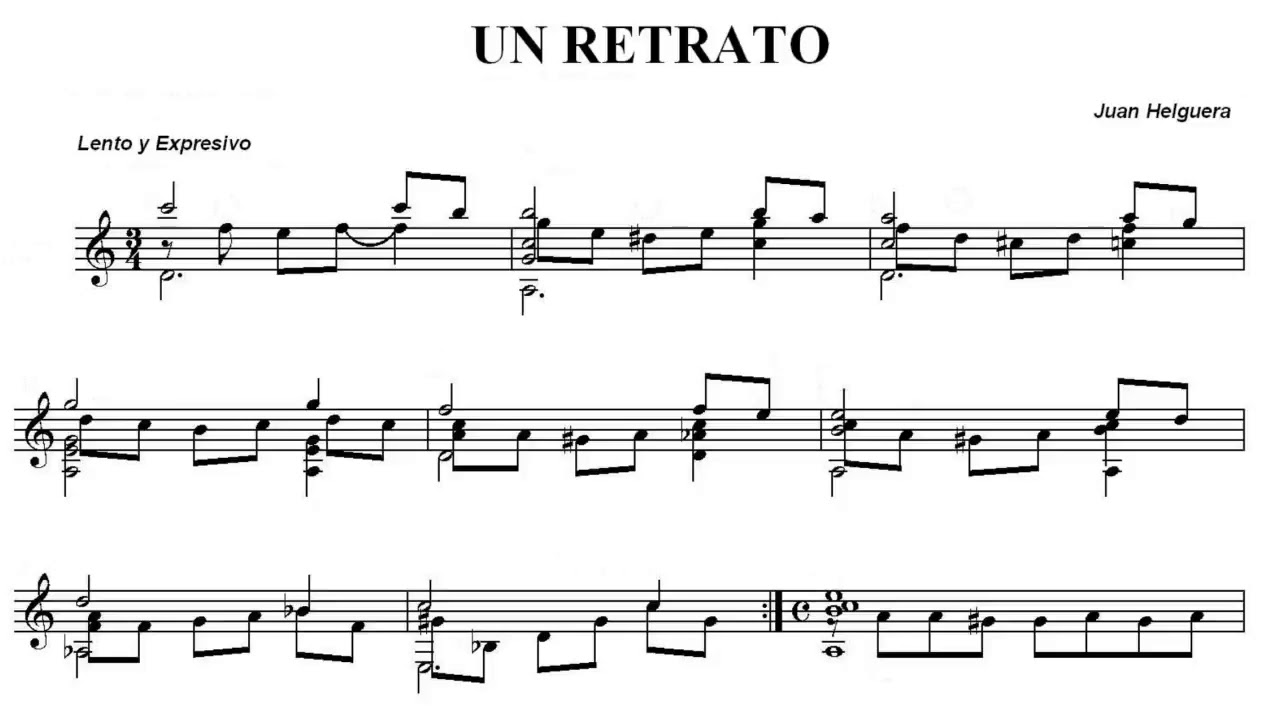 Juan Helguera - Un Retrato for Guitar (Score video)