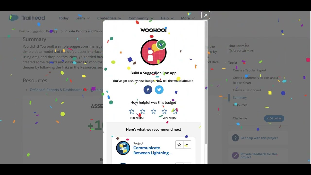 Create Reports and Dashboards | Build a Suggestion Box App | Admin Intermediate | SF | Project