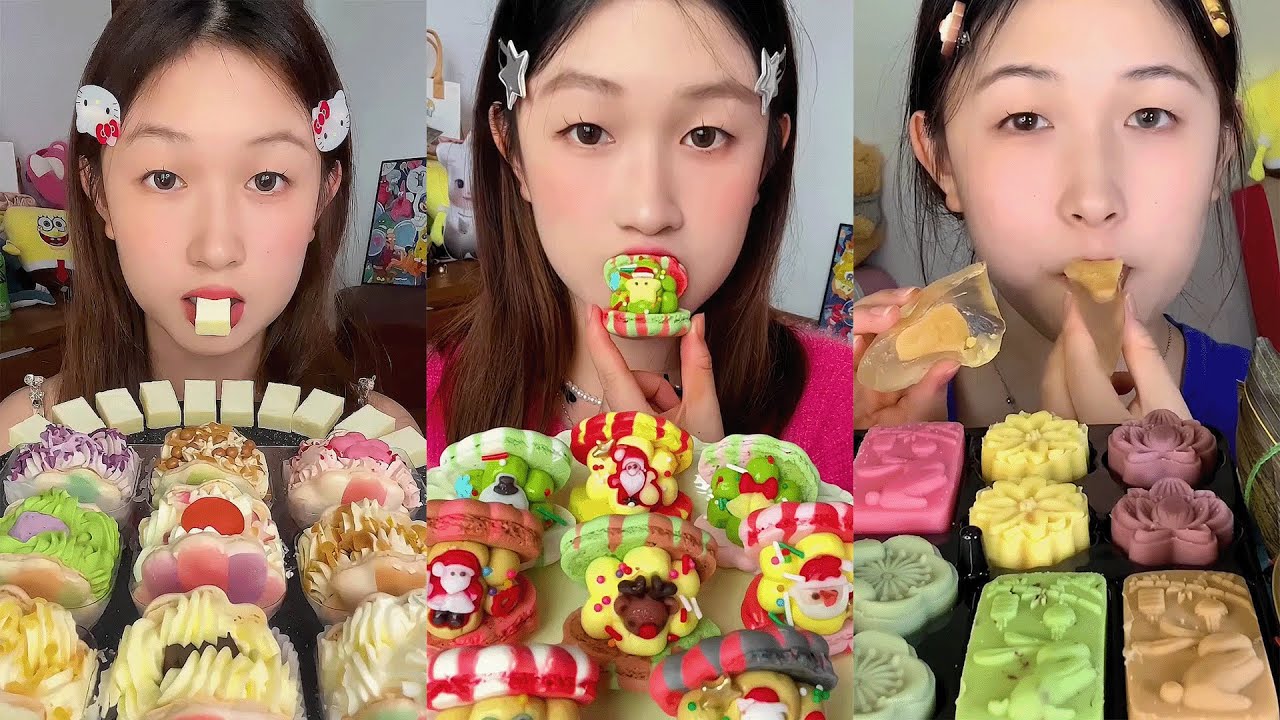 COLORFULL DESSERT BAR SO YUMMY 🍰✨🍫🍵#Chocolate #ChocolateMukbang #Mukbang #ASMRMukbang #