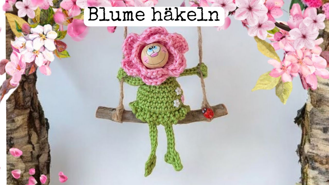 Blumenkantenhocker mit Holzperle häkeln 🧶🌸