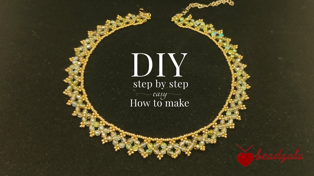 How to make a necklace/ Very easy/Step by step/Beading beginner can also learn/bead tutorial