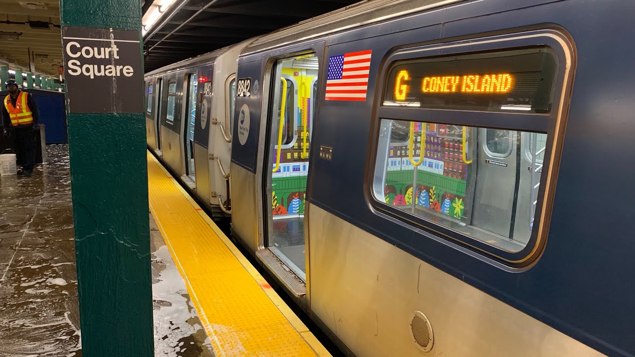 ⁴ᴷ rare R160A Alstom + R160B Kawasaki Cuomo Wrapped (G) Train [Mixed Consists]
