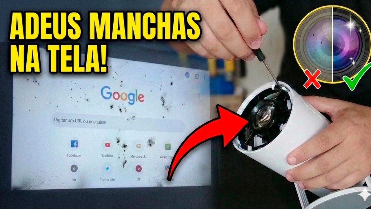 COMPLETO! Como abrir e limpar o projetor HY300? Como limpar a poeira ou mancha da tela do projetor?