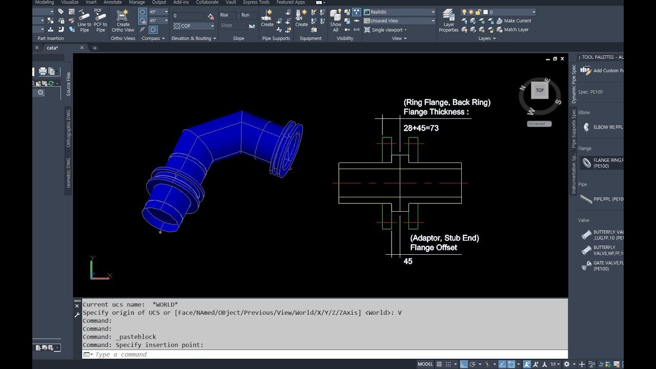 [AP3D] PE100 MITER ELBOW 및 LAP JOINT CATA & SPEC 작성