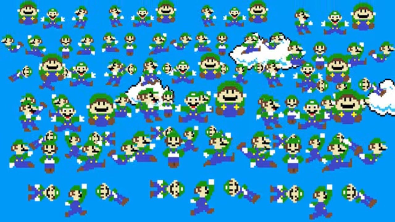 Super Mario Brothers But With 100 Luigis at Once