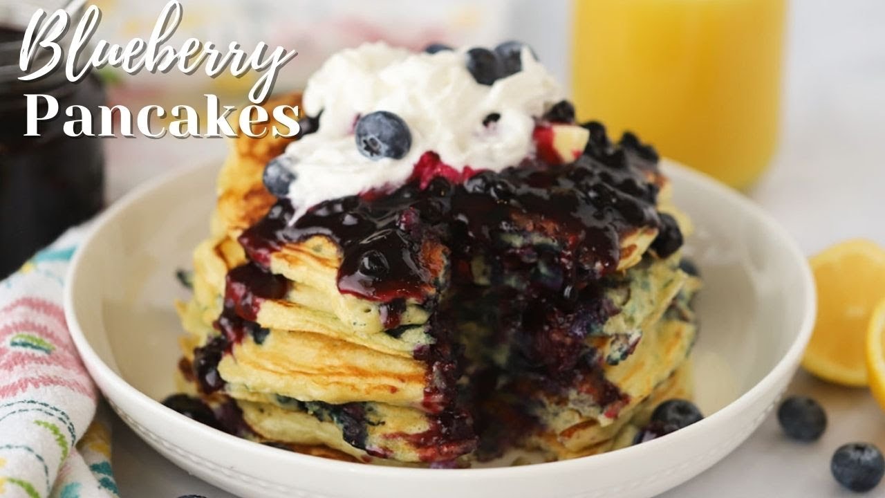 Fluffy Lemon Blueberry Pancakes -  Easy Homemade Blueberry Pancakes