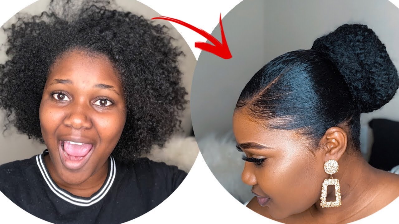 4B NATURAL HAIR || SLEEK BUN /PONY TAIL || NAMIBIAN