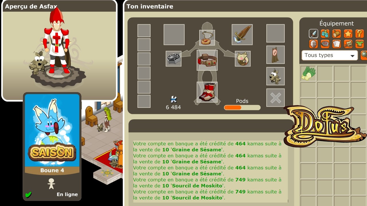 Drop panoplie aventurier et ressources avec mon IOP ! Dofus Retro 2