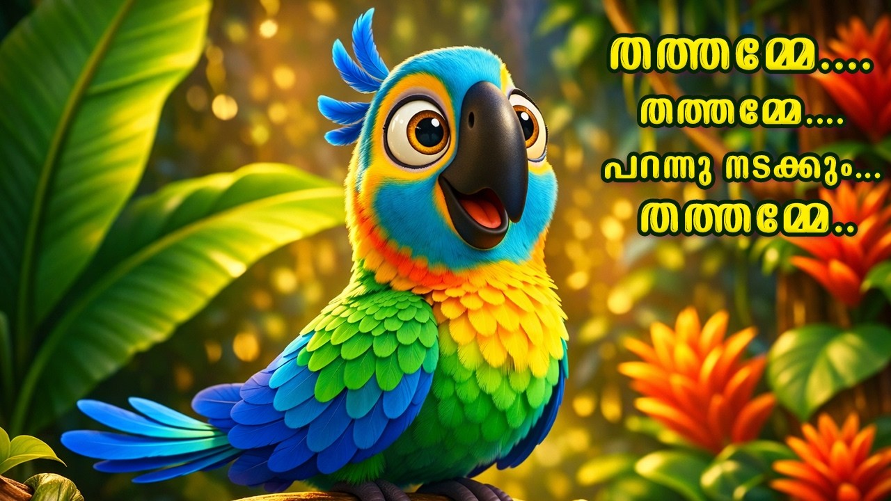തത്തമ്മേ തത്തമ്മേ പറന്നു നടക്കും തത്തമ്മേ| വീട്ടിലെ കുറുംബി തത്തമ്മ | Parrot song| Cartoon_Malayalam