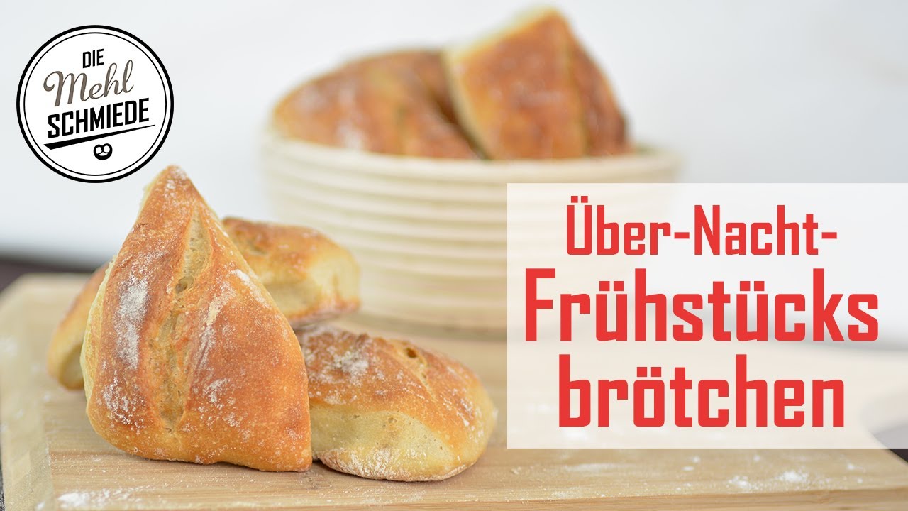 Über Nacht FRÜHSTÜCKSBRÖTCHEN // Brötchen ohne Kneten über Nacht // Brötchen mit langer Teigführung