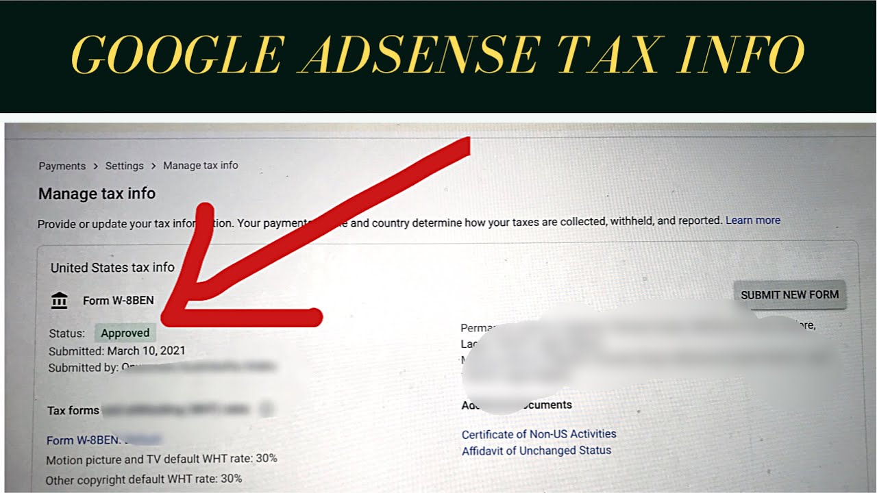 HOW TO FILL AND SUBMIT YOUTUBE ADSENSE TAX INFO FOR NON U.S CREATORS (NIGERIA) | LOWER YOUR TAX RATE