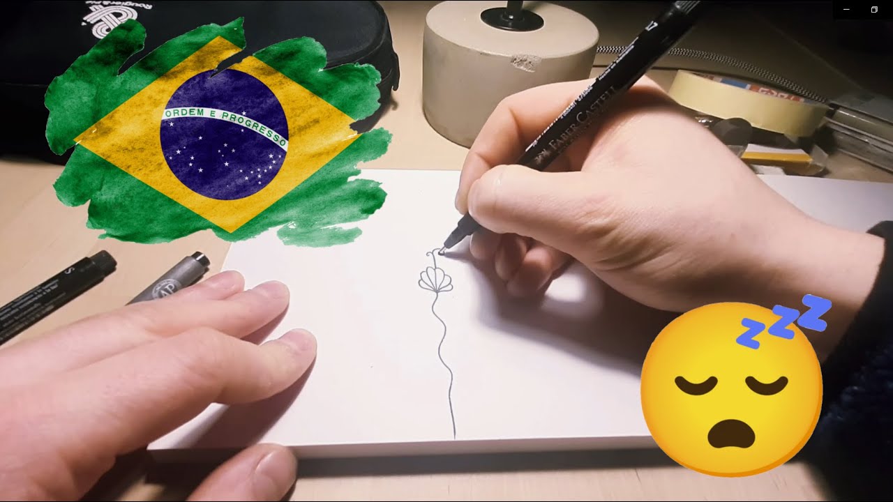 ASMR Português Brasileiro - Gringo desenha para você dormir - Português do Brasil 🇧🇷💛