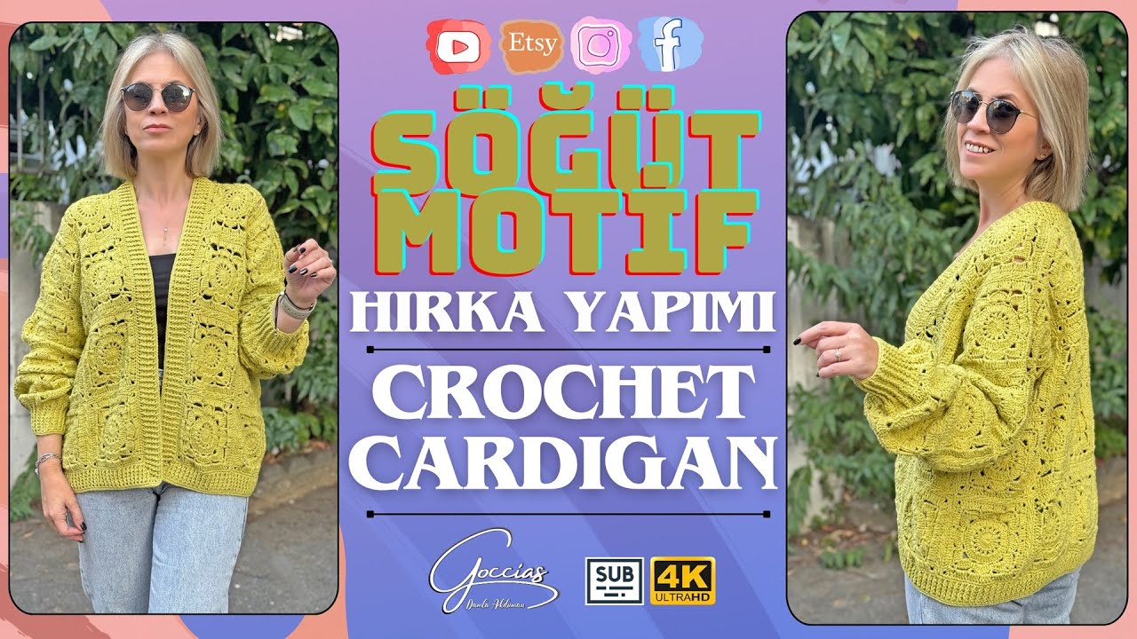SÖĞÜT MOTİF HIRKA YAPIMI   CROCHER CARDIGAN   DIY   SUB