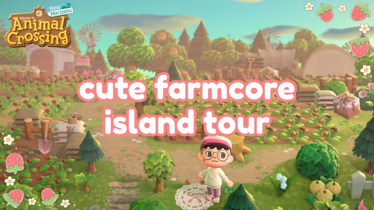 this pink strawberry island will inspire your next farmcore island! | acnh island tour