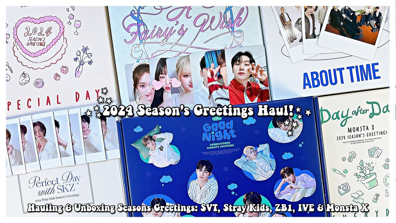 2024 Kpop Season's Greetings Haul & Unboxing! ✰ Stray Kids, Zerobaseone, Seventeen, IVE, & Monsta X!