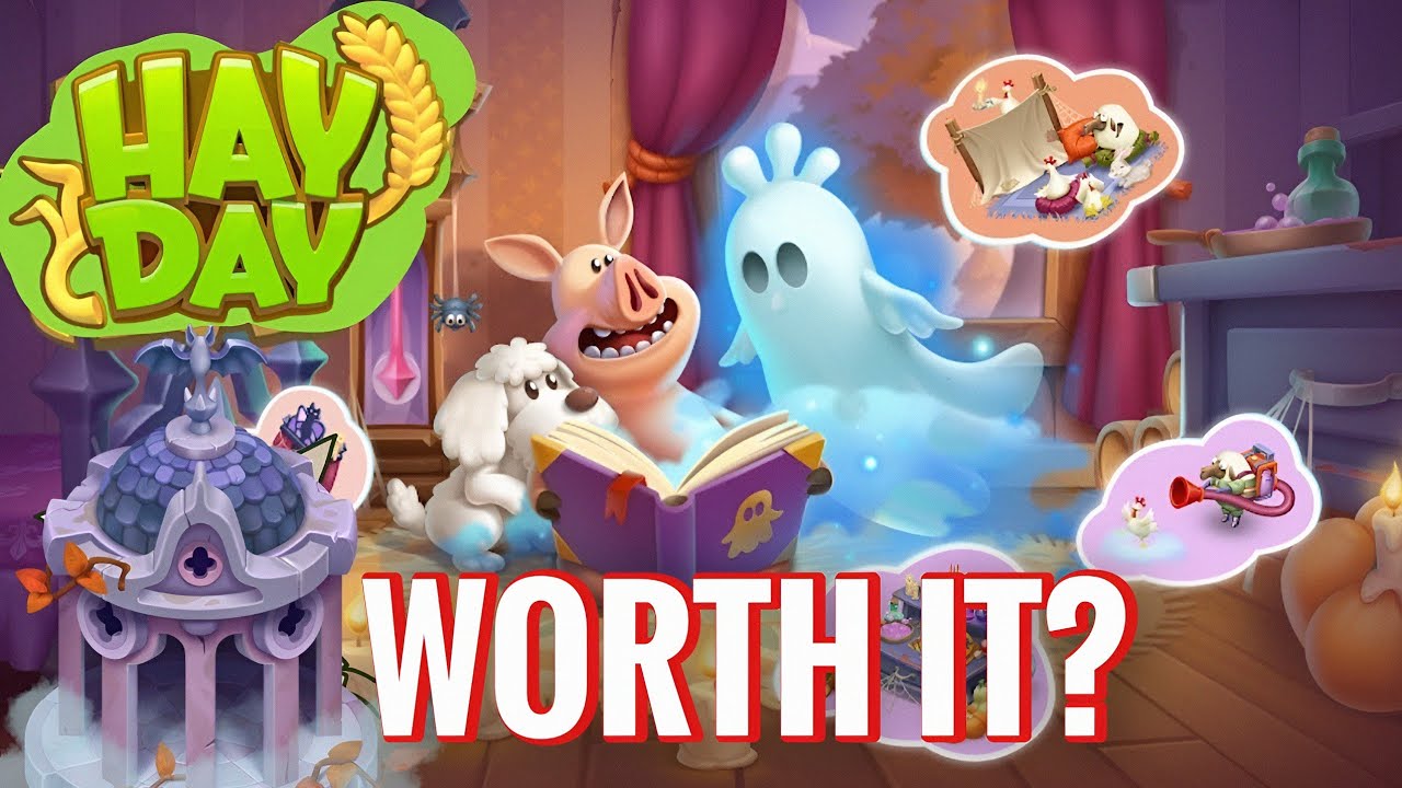 Обновление Hay Day: Книги с наклейками на Хэллоуин (2025)