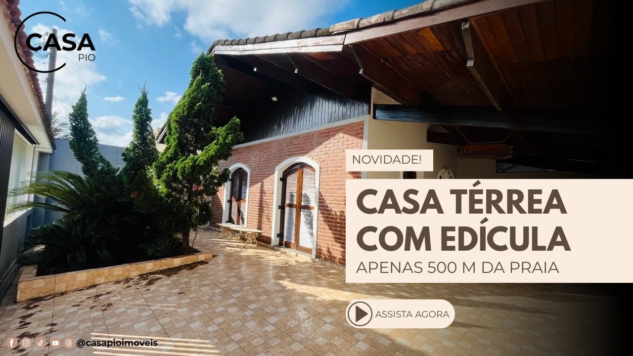 CASA TÉRREA COM EDÍCULA A APENAS 500 M DA PRAIA EM PERUIBE
