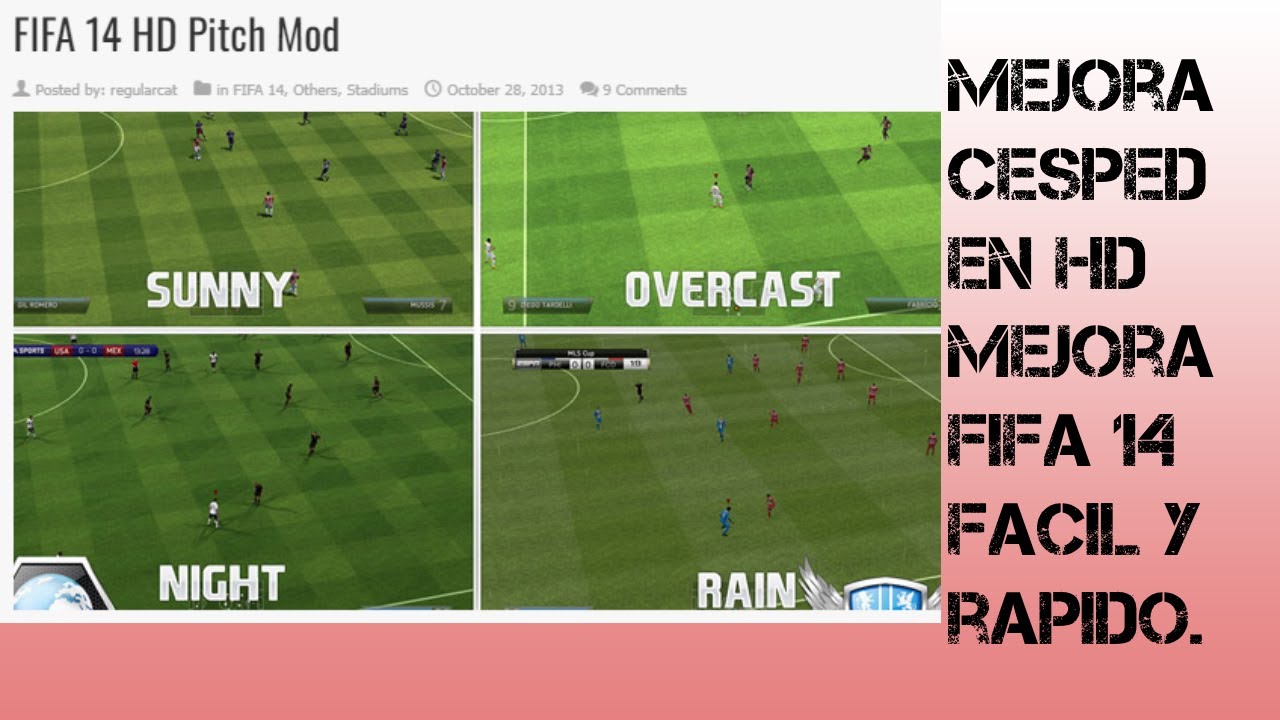 FIFA 14 COMO CAMBIAR EL CESPED EN HD!!