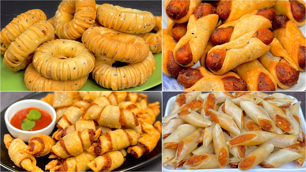 বিকালের নাস্তার জন্য আলু দিয়ে ৪টি ভীষণ মজাদার রেসিপি 😋 4 Crispy Potato Snacks Recipes in One Video