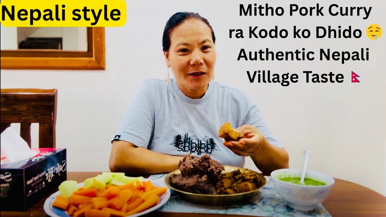 Mitho Pork Curry ra Kodo ko Dhido 🤤 Authentic Nepali Village Taste 🇳🇵