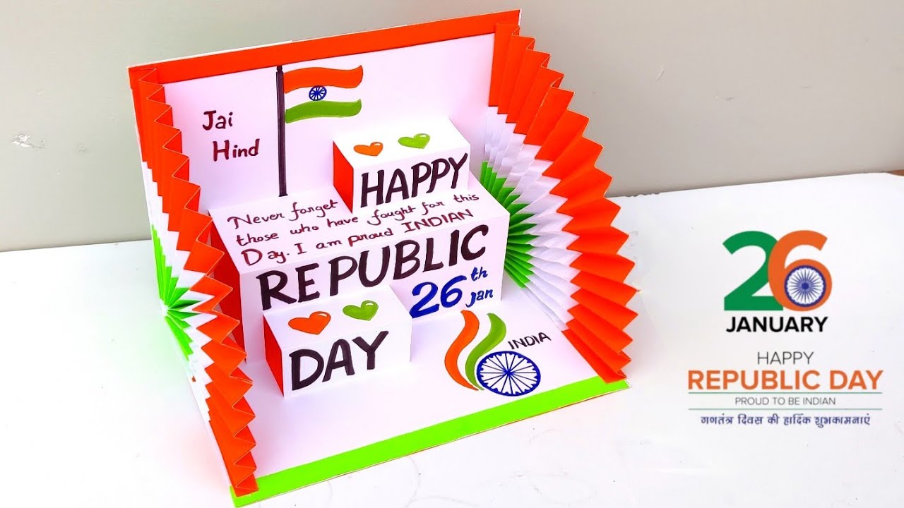 Happy Republic day pop up card 2026 / How to make Republic day greeting card / 26 january card idea