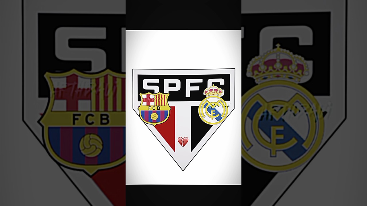 S&atilde;o Paulo FC x Real Madrid e Barcelona ❤🤍🖤🔥🥱😂 #shorts #edit #spfc #barcelona #realmadrid #futebol