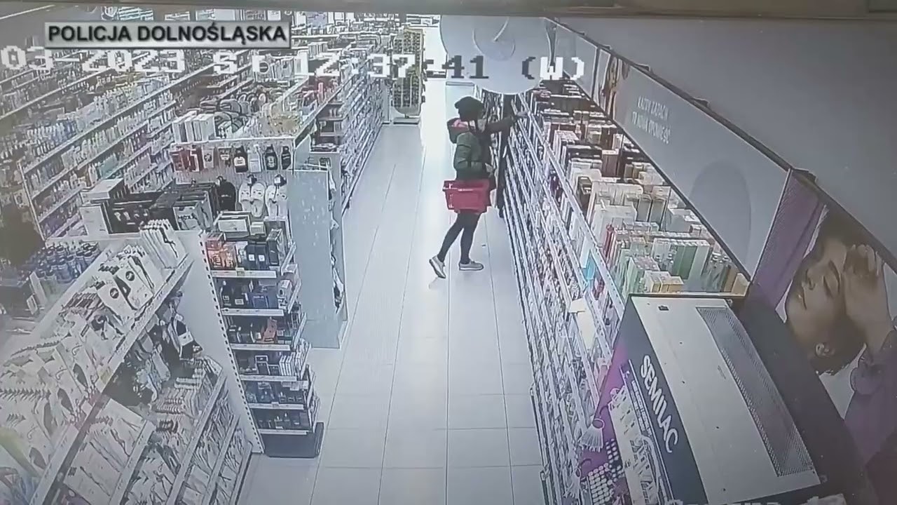 Złodziej w przebraniu w sklepie