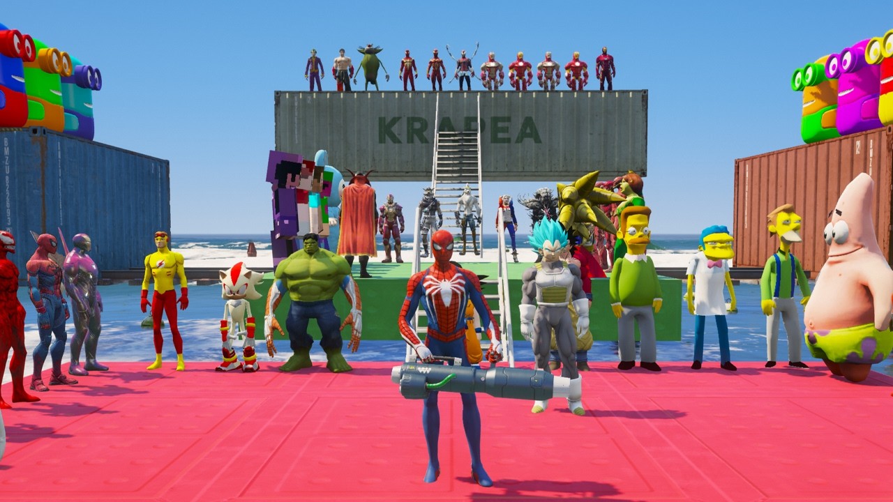 GTA 5 Epic Ragdolls: RED SPIDERMAN vs RED MINION vs GREEN MINION | Euphoria Physics & Funny Fails