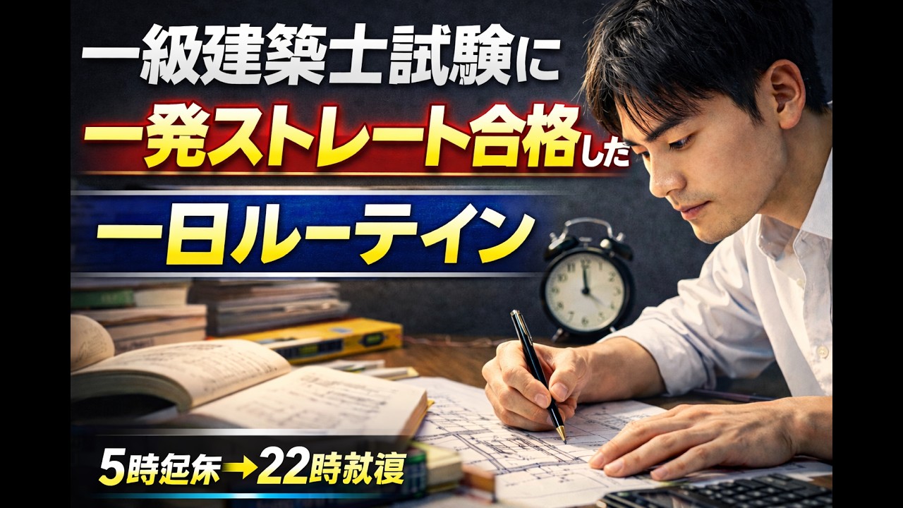 新卒一年目で一級建築士試験に一発ストレート合格した時の一日勉強ルーティン【建築雑談#2】