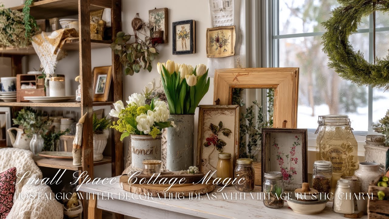 Small Space Cottage Magic ✨|  Nostalgic Winter Decorating Ideas with Vintage Rustic Charm