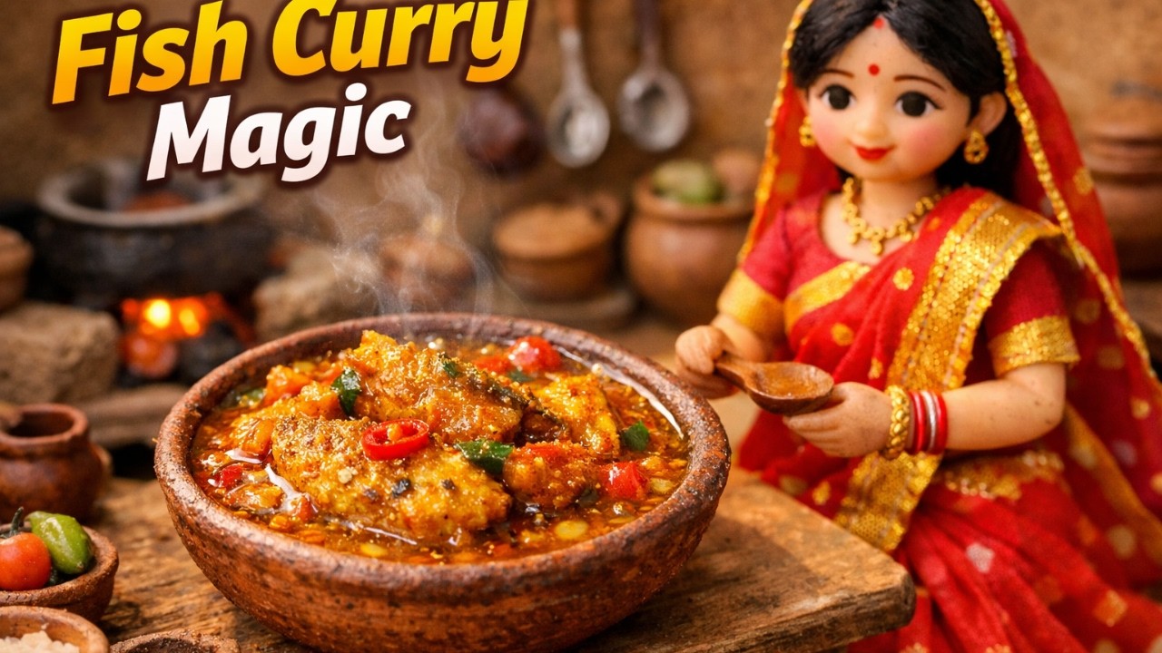 🎯 “Mini Doll Fish Curry Story — Tiny Village Kitchen Magic” #trending #viral