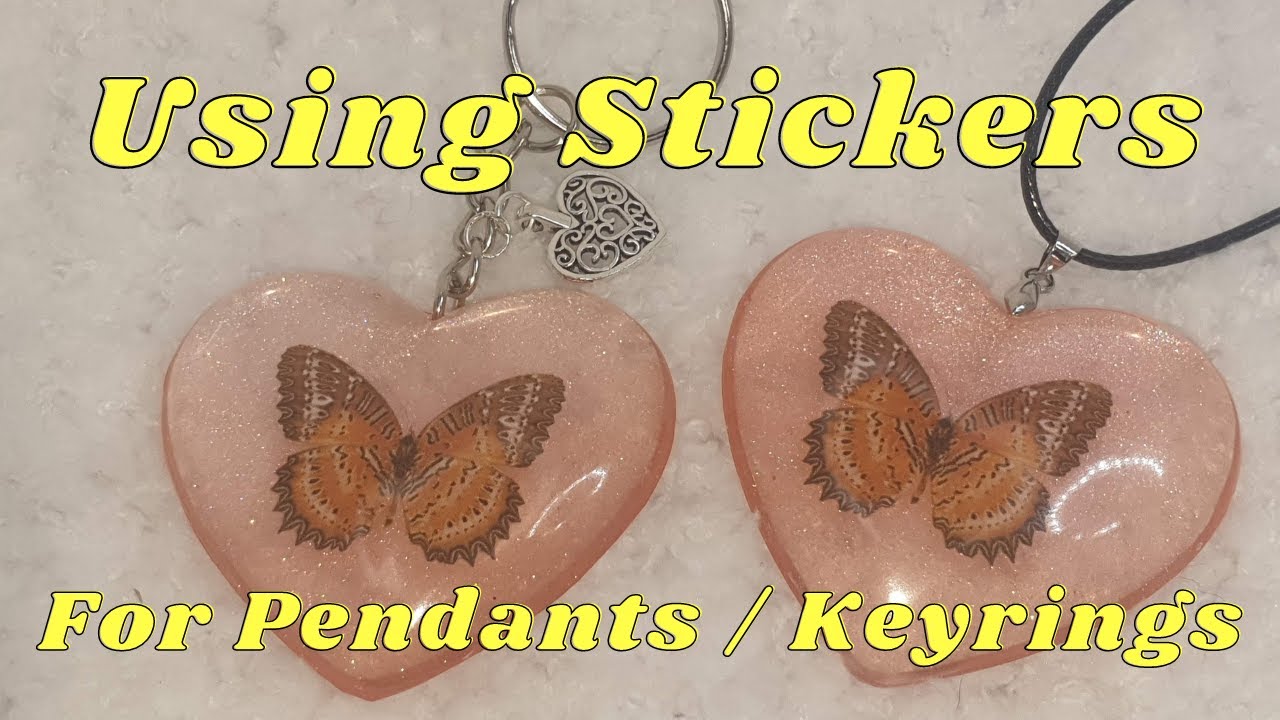 Using stickers in epoxy resin to make Mother's Day hearts