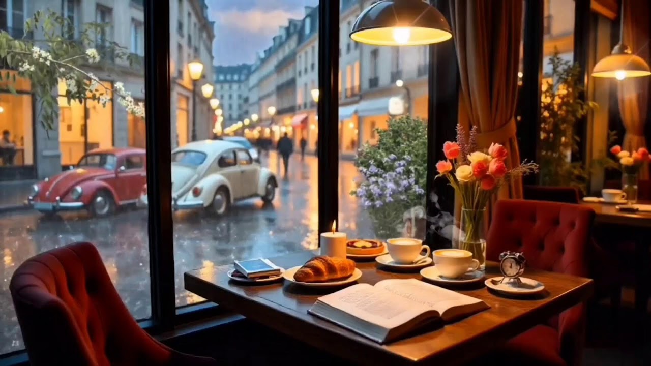 📚 Peaceful Jazz Café in the Rainy Village 🌧️ Soft Jazz Piano Ambience for Study, Work & Relaxation