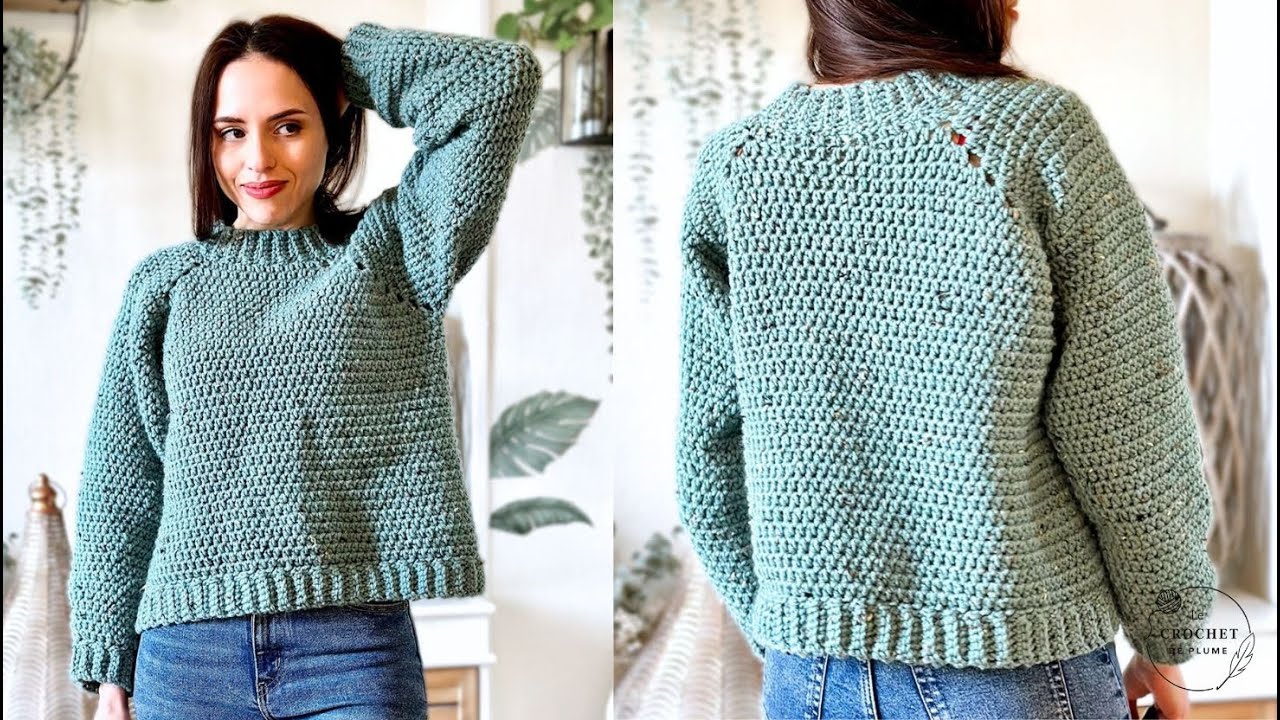 Pull au crochet Suzanne Top Down Raglan sans couture | Tutoriel crochet facile | Patron PDF et video
