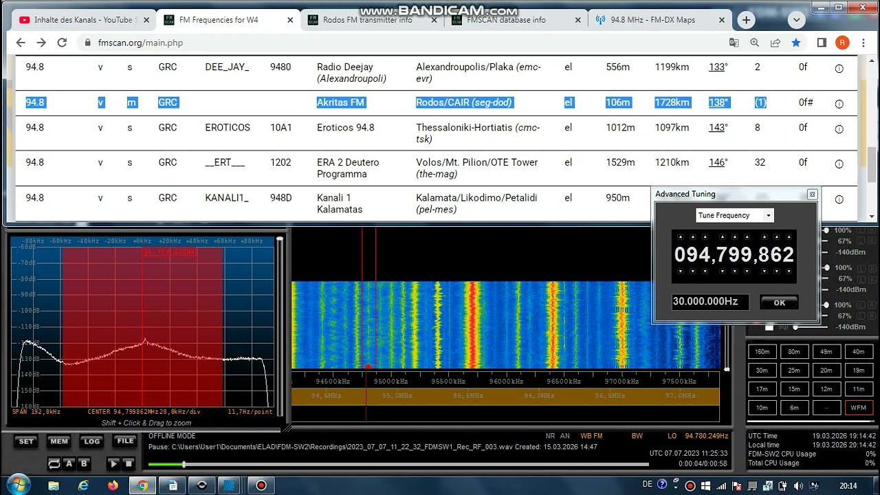 FM DX Es - 070723 - 1124UTC - 94.8 - GRC - UNID - R. Deejay / Akritas FM / Eroticos 94.8 / Kanali 1