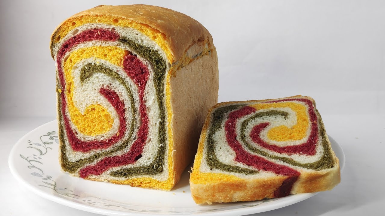 How to Make Tri-Colour Bread~Printed Bread~Eggless Soft Spongy Bread~ Camouflage Printed Loaf # 49