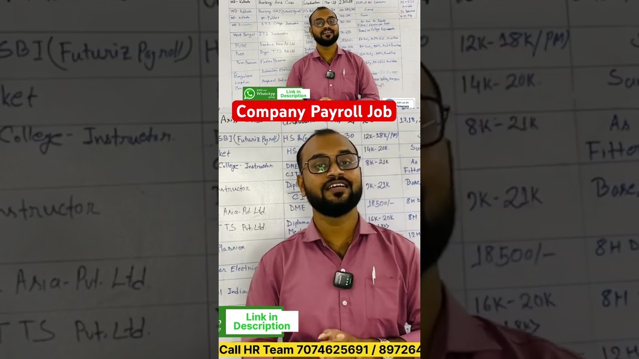 Company Payroll Permanently Job Openings #educareskillacademy Contact 7074625691 #howcanihelpu #job