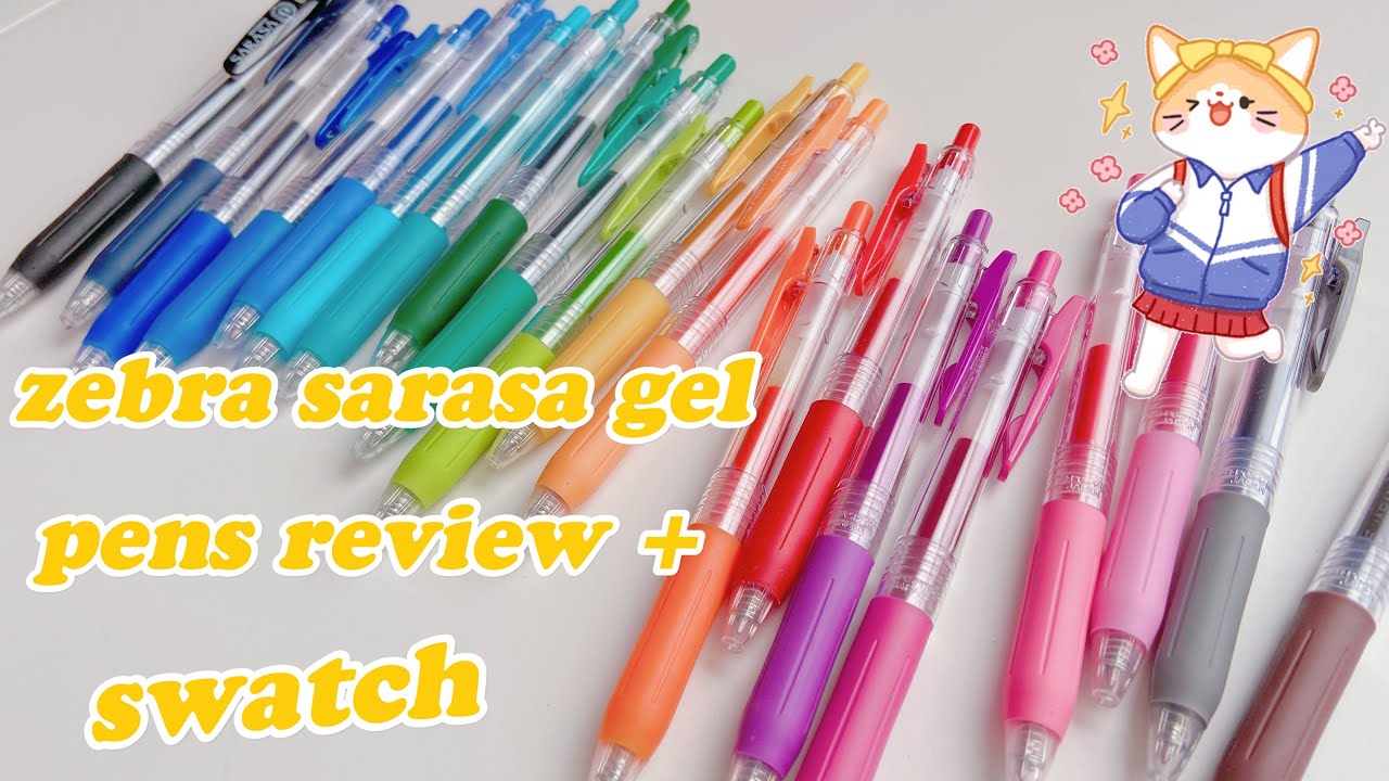 🖋zebra sarasa gel pens | review + swatch 20 ct standard color set | ft. my pups 🐶 #sarasa #gelpen