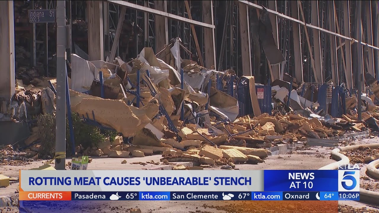 Rotting meat causes unbearable stench in aftermath of Boyle Heights warehouse fire