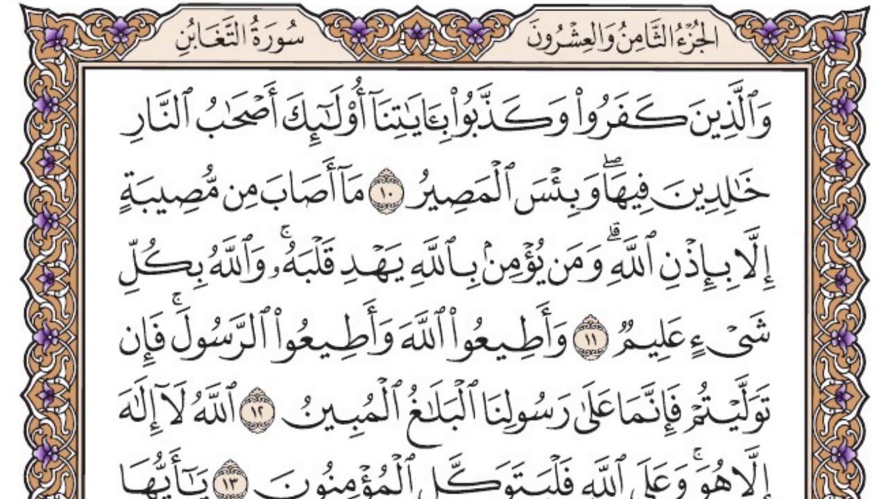 سورة التغابن مكتوبة / فضيلة الشيخ ياسر الدوسري
