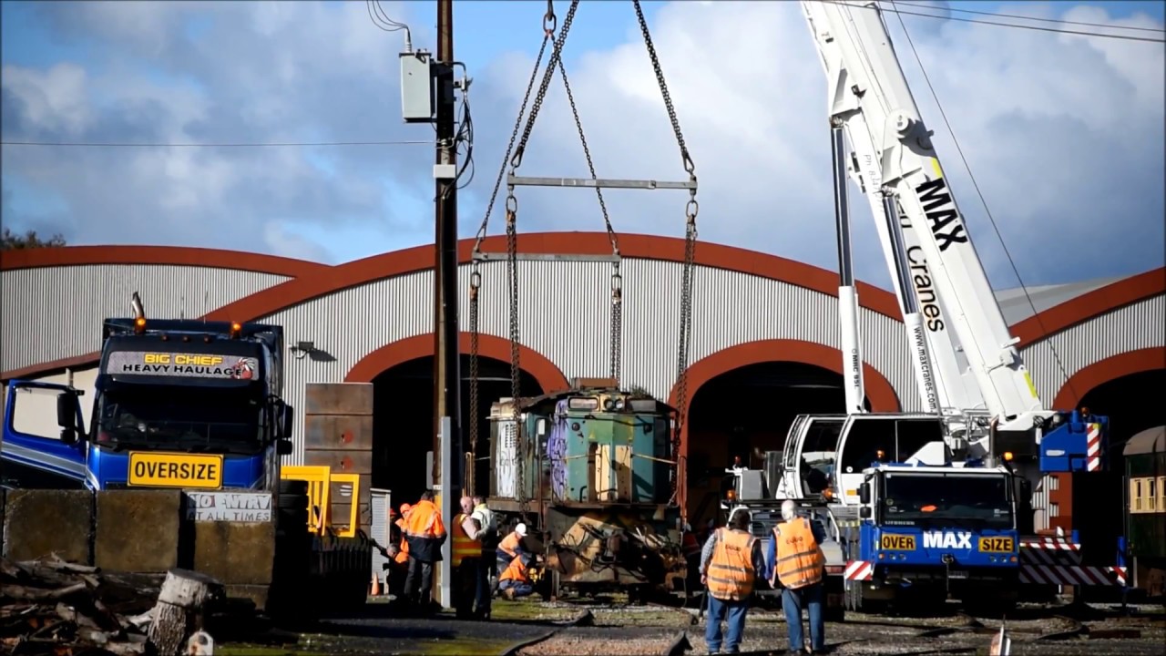Locomotive 845 heads in to SteamRangers Heritage Railway Depot to await restoration