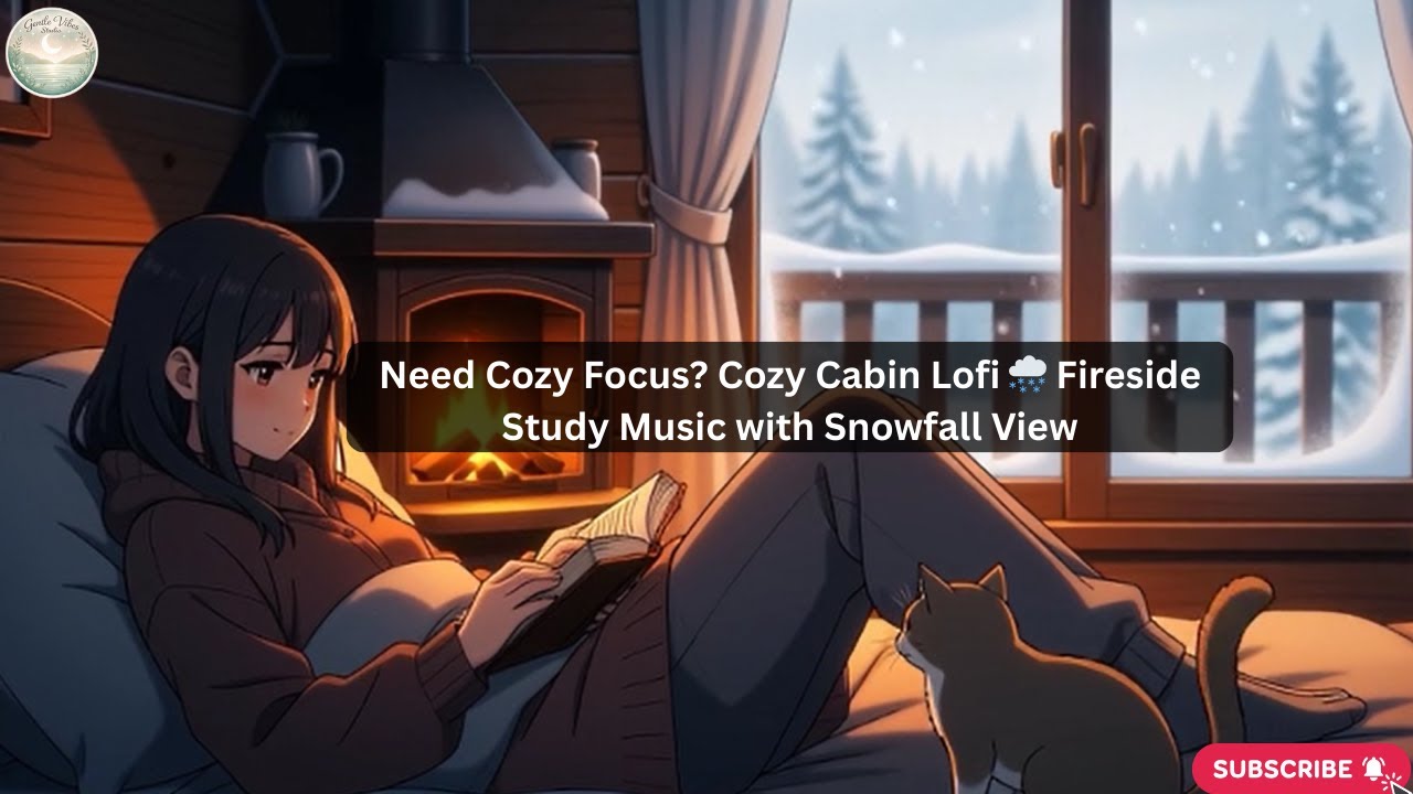 Need Cozy Focus Cozy Cabin Lofi 🌨️ Fireside Study Music with Snowfall View