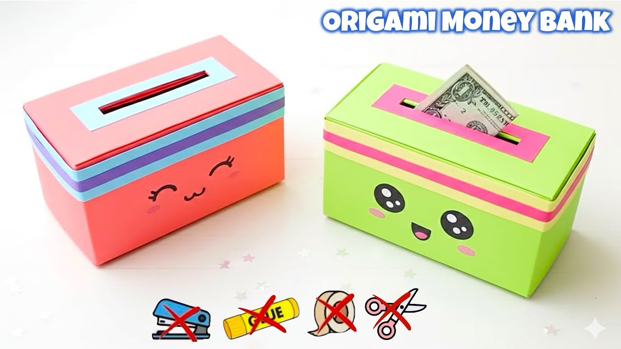 DIY Easy Origami Money Bank No Glue, No Scissors |Cute Paper Organizer | Paper Craft |School Project