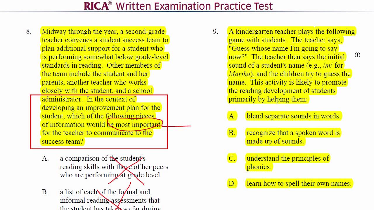 Reading Instruction Practice Test 1 - Items 05 - 10