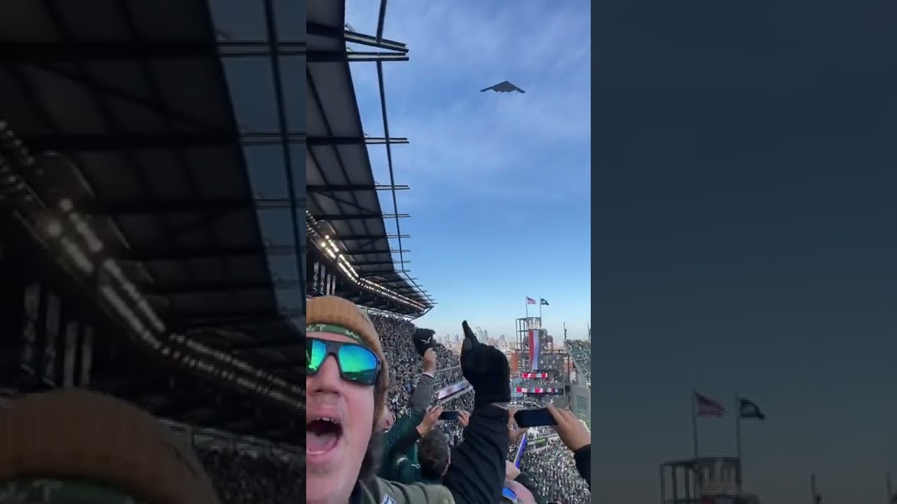 Intense B2 Bomber Fly Over at Eagles Titans Game 12/4/22 ( Higher Quality )