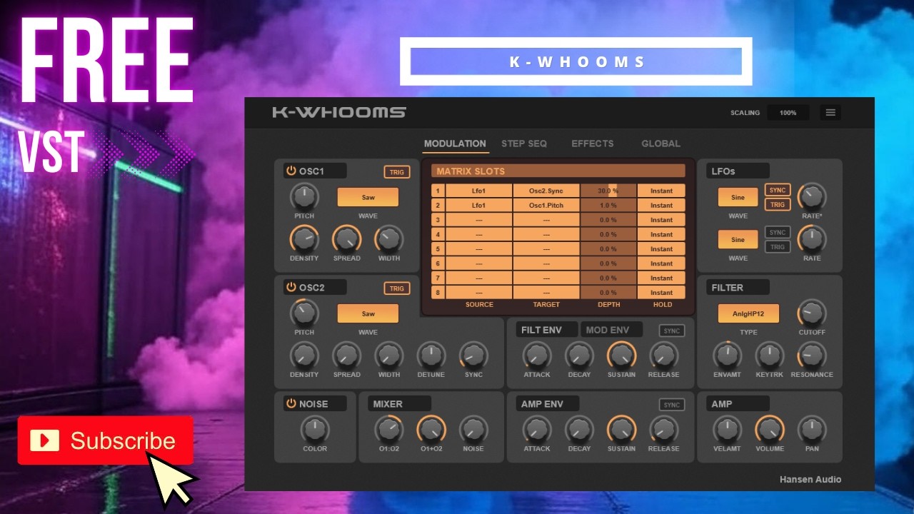 Free virtual analog synth K-Whooms🎹💥Hansen Audio for Windows and Linux