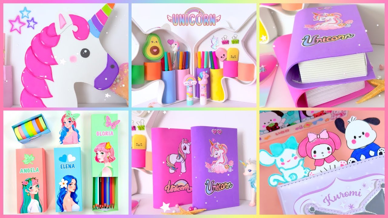 DIY - CUTE SCHOOL SUPPLIES IDEAS - UNICORN, SANRIO, ANIME