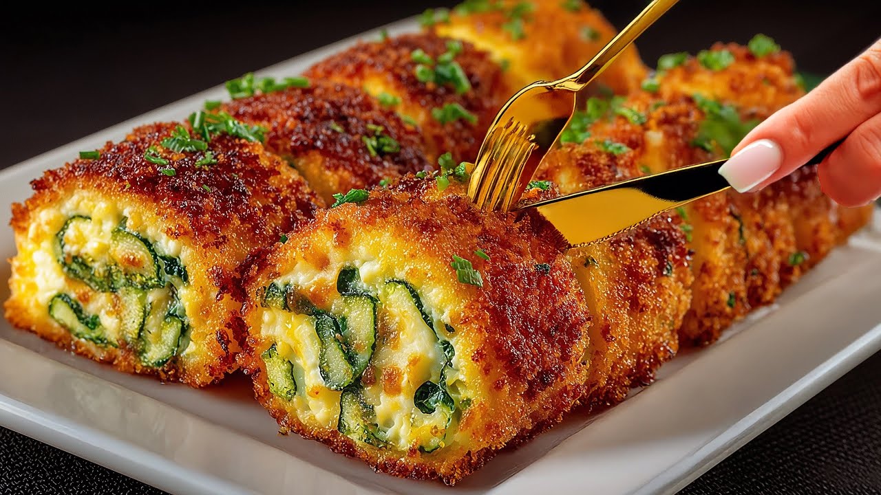 Ich koche sie für den Festtagstisch, meine Enkel lieben sie: Knusprige Zucchini-Creps mit Füllung!